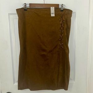 New York & Company Suede Lace Up Skirt NWT